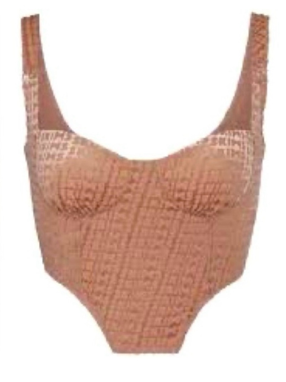 Skims Logo Beige Velvet Bustier Top
